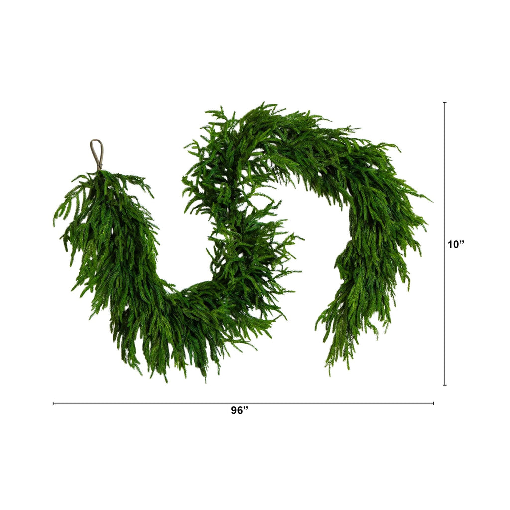 8' Artificial Real Touch Norfolk Island Pine Garland with Natural Look
