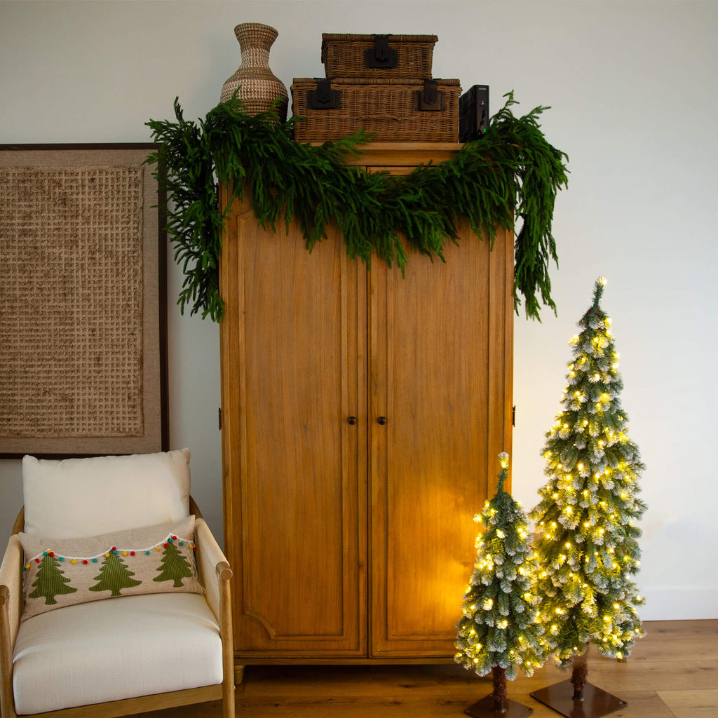 8' Artificial Real Touch Norfolk Island Pine Garland with Natural Look