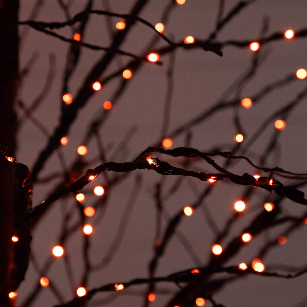 8' Pre-Lit Halloween Black Twig Artificial Tree with 510 Orange & Purple LED Lights