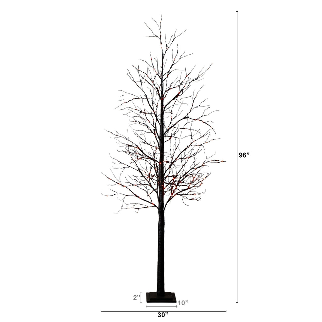 8' Pre-Lit Halloween Black Twig Artificial Tree with 510 Orange & Purple LED Lights