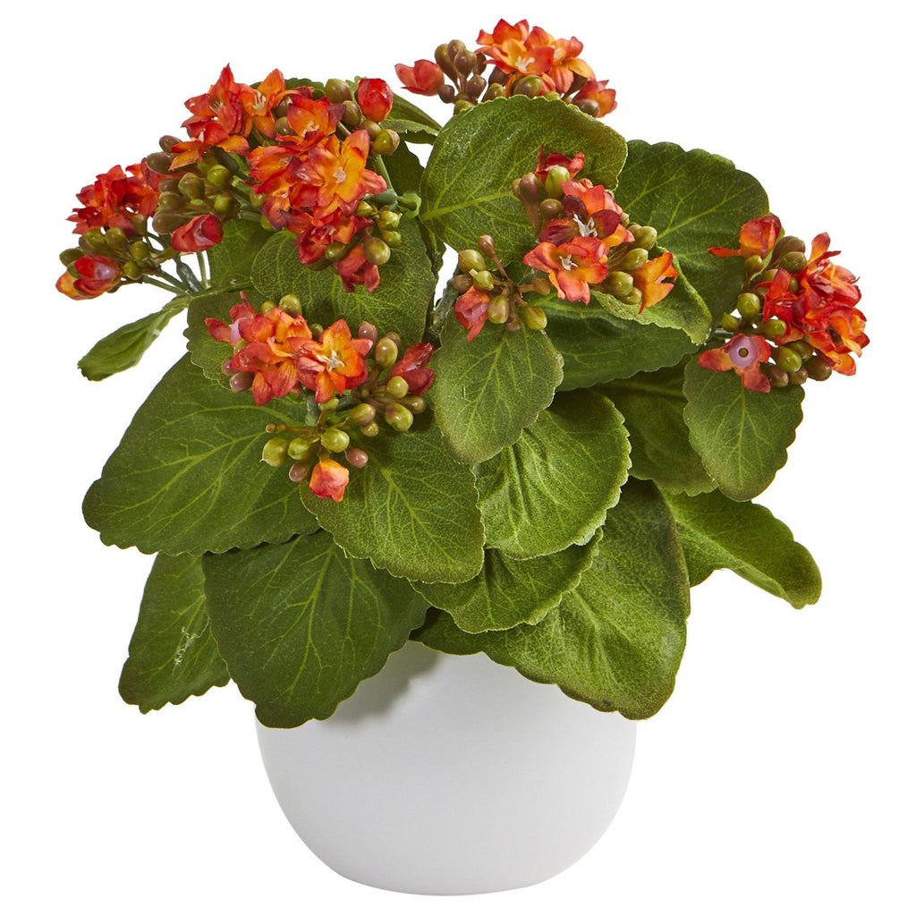 8” Kalanchoe Artificial Plant in White Vase (Set of 3)