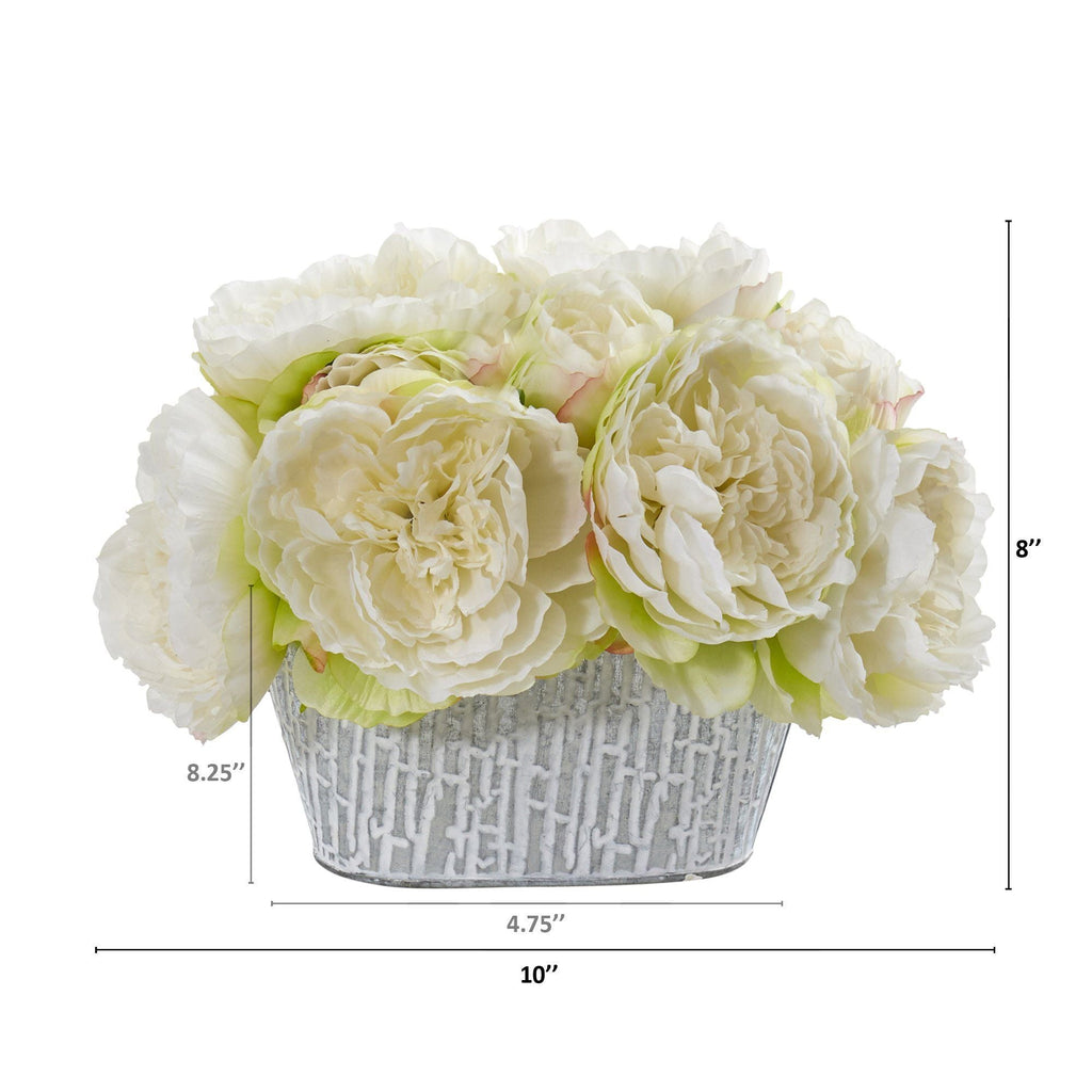 8” Peony Artificial Arrangement in Decorative Vase