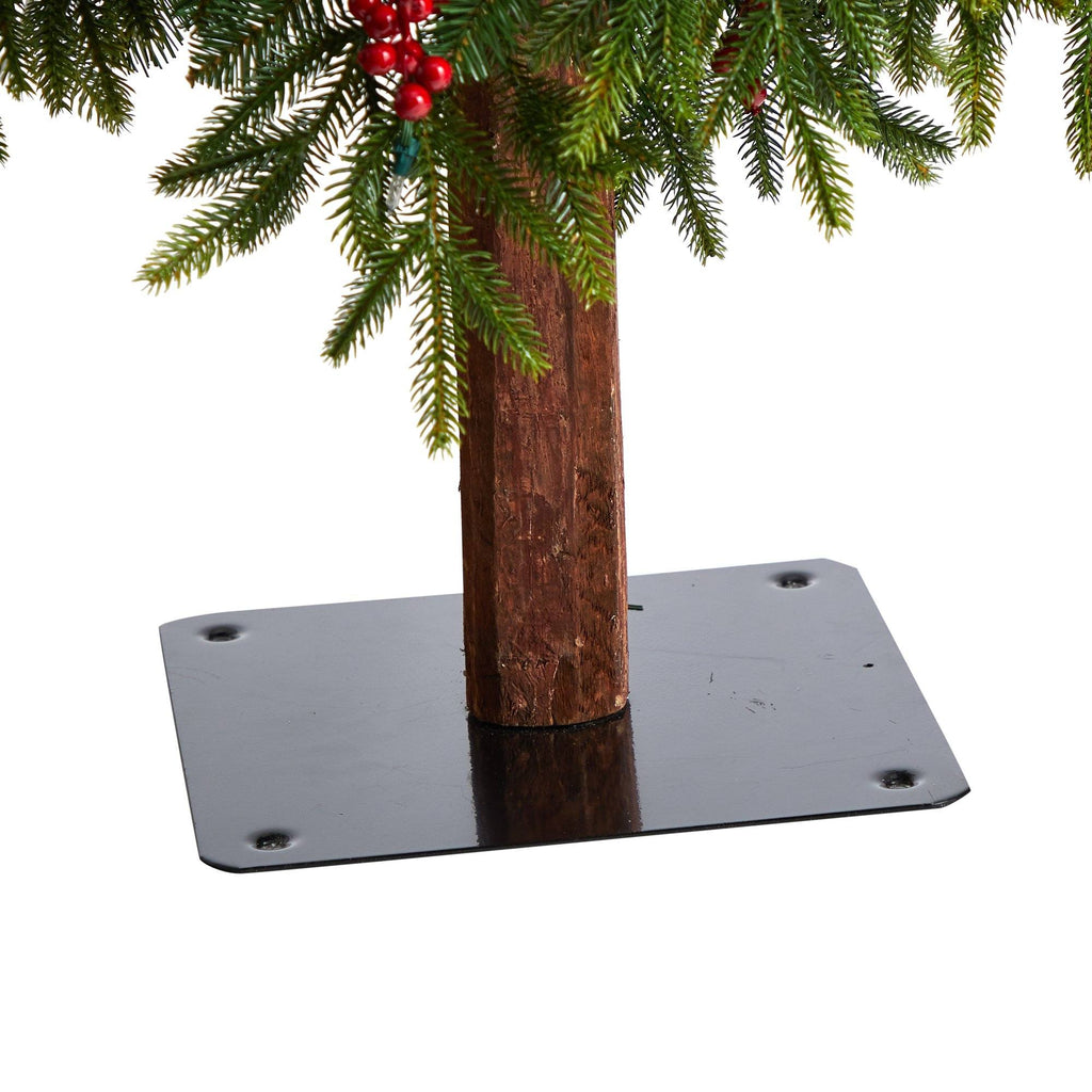 8' Victoria Fir Artificial Christmas Tree with 350 Multi-Color (Multifunction) LED Lights, Berries and 667 Branches