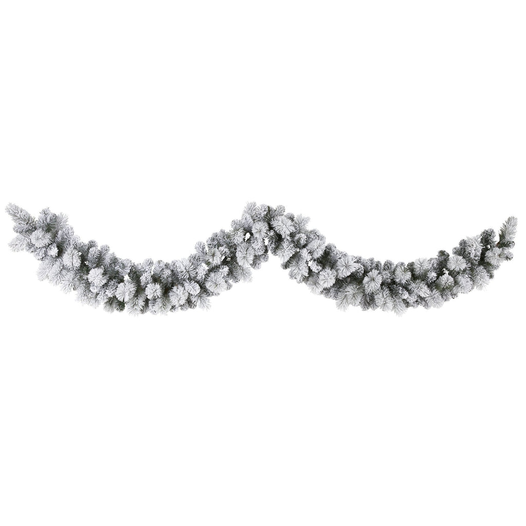 9’ Flocked Christmas Artificial Garland with 180 Bendable Branches