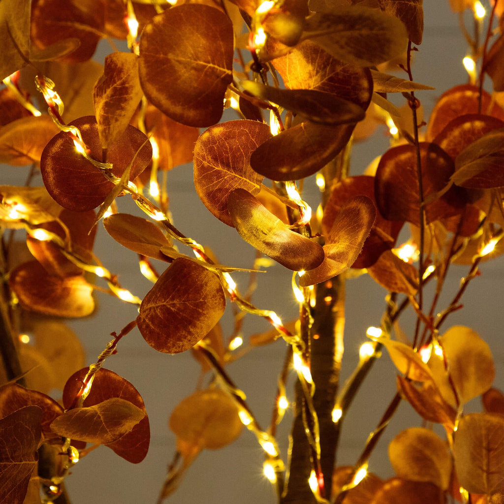 9' Pre-Lit Grand Autumn Eucalyptus Artificial Fall Tree with 700 Warm White LED Lights