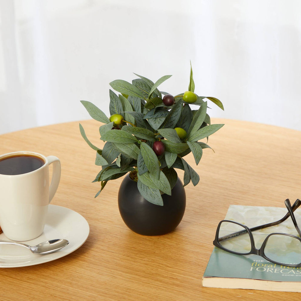 9” Olive Artificial Plant in Decorative Planter