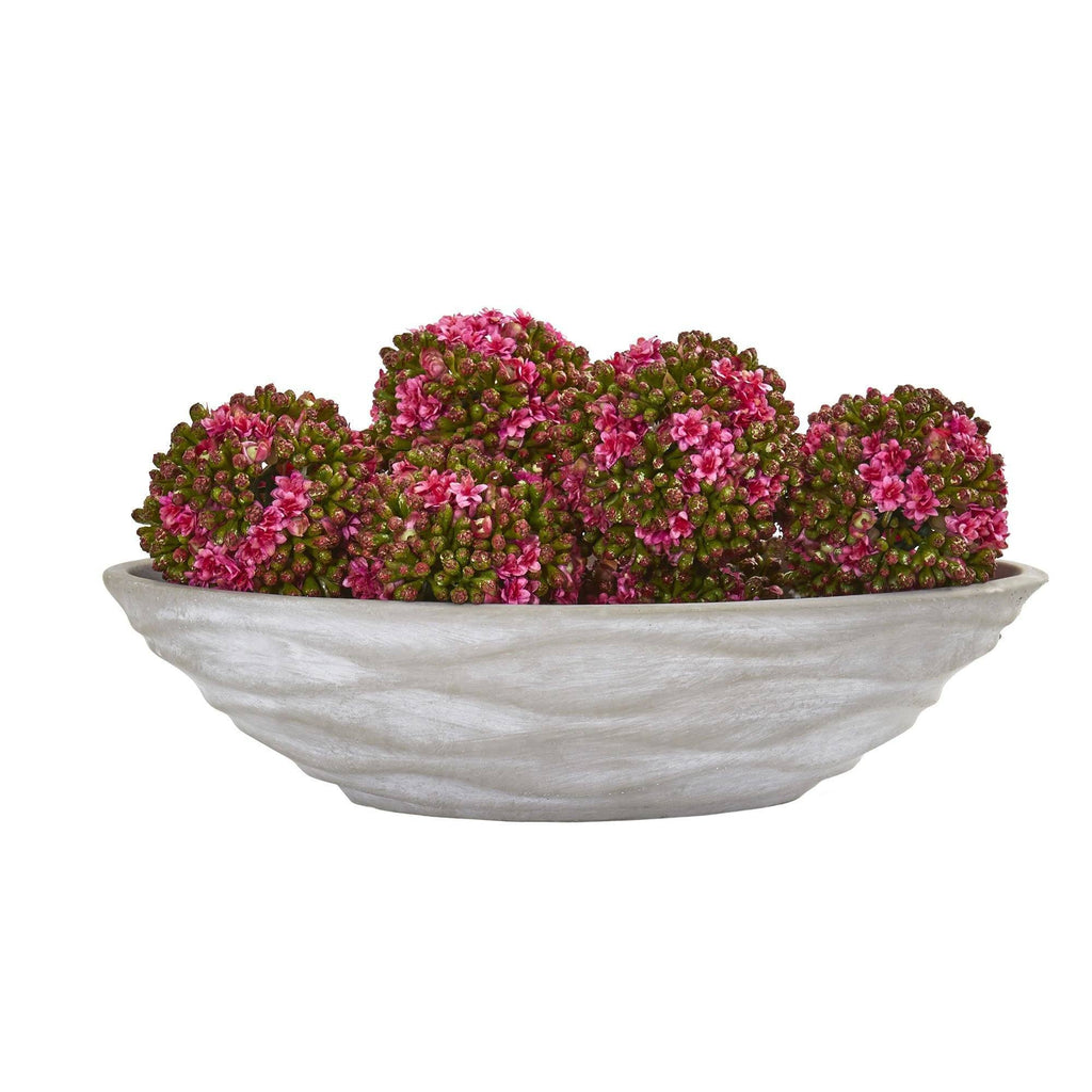Artificial Kalanchoe Balls (Set of 6) with Decorative Vase