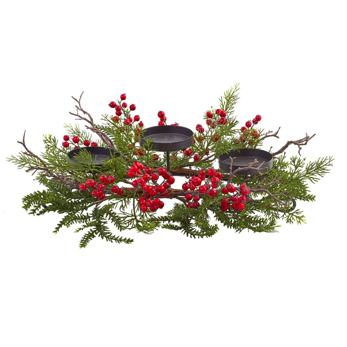 Berry & Pine Triple Candleabrum