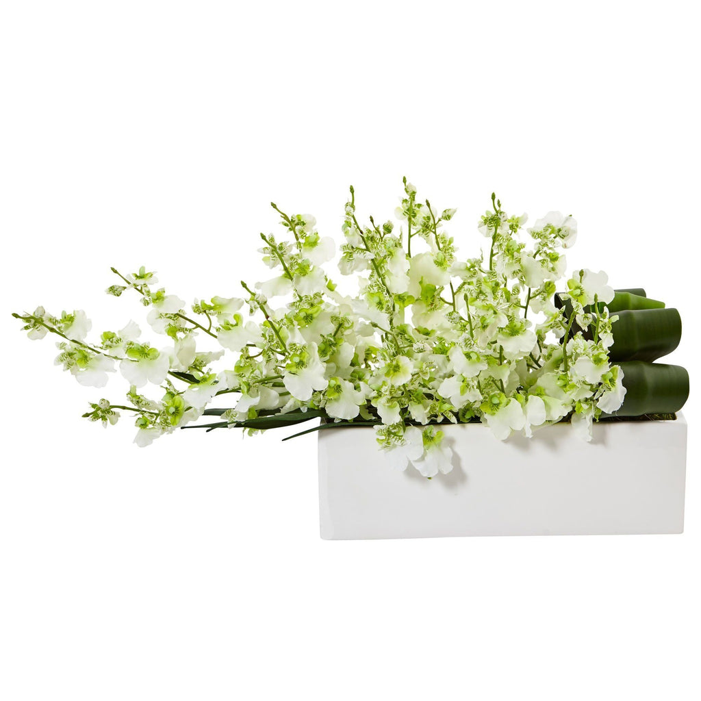 Dancing Lady Orchid in Rectangular Ceramic