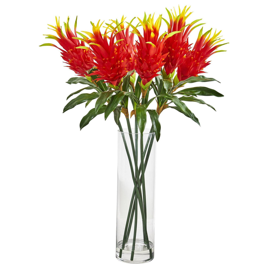 Dragon Fruit Flower Artificial Arrangement in Glass Vase