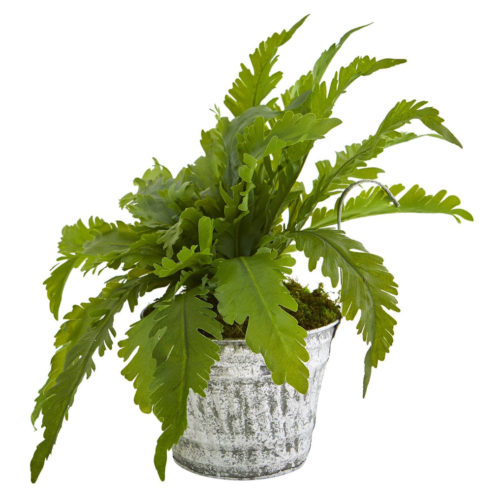 Fern Artificial Plant in Vintage Hanging Planter