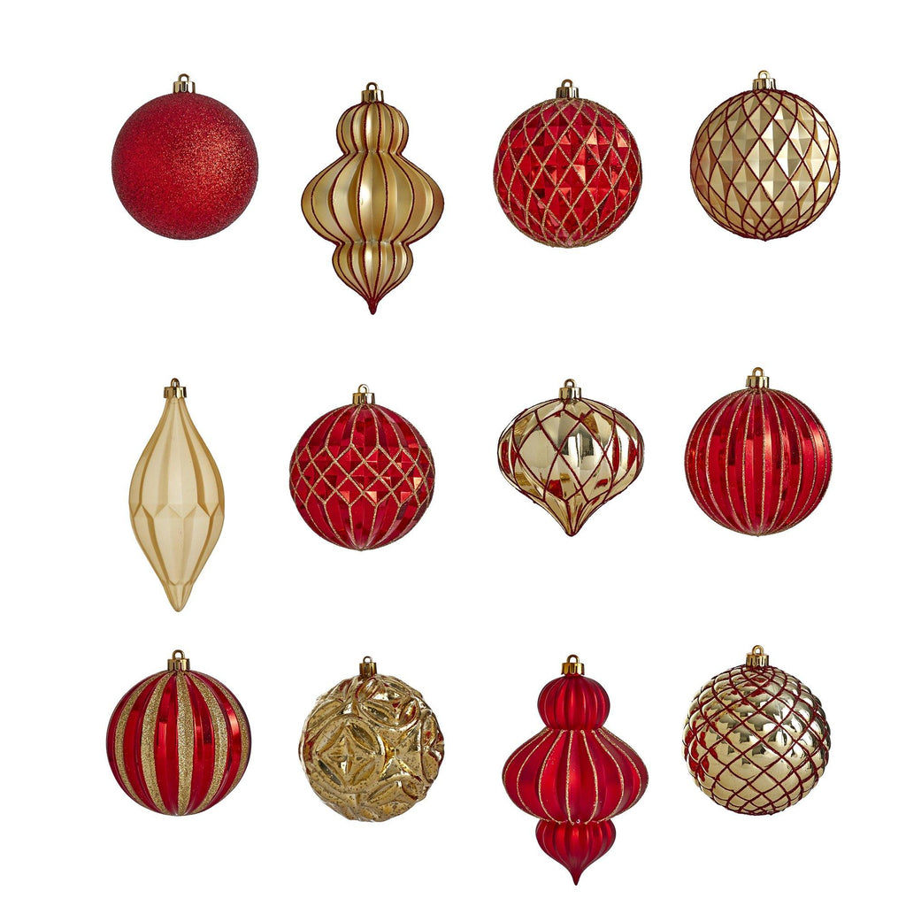 Holiday Lux Shatterproof, 12 Count Christmas Tree Ornament Set, 100mm with Re-Useable Box