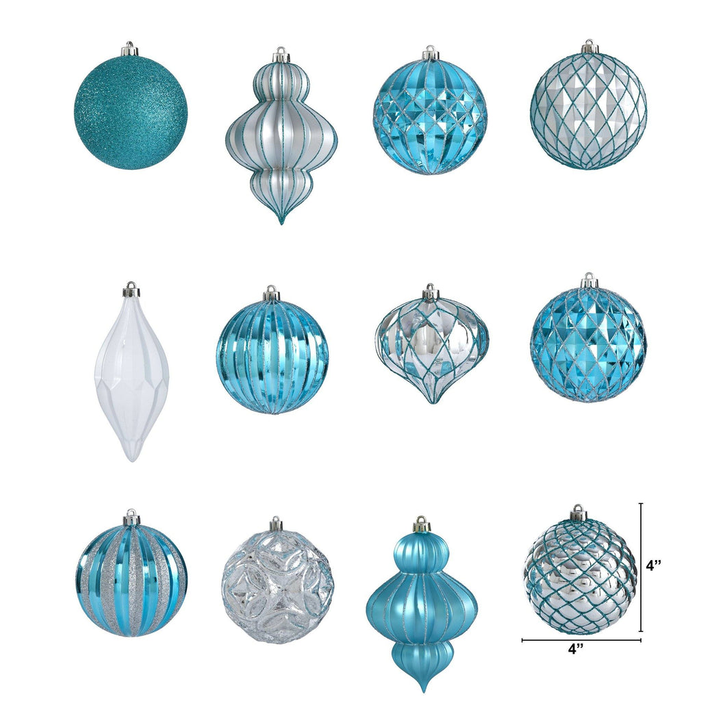 Holiday Lux Shatterproof, 12 Count Christmas Tree Ornament Set, 100mm with Re-Useable Box