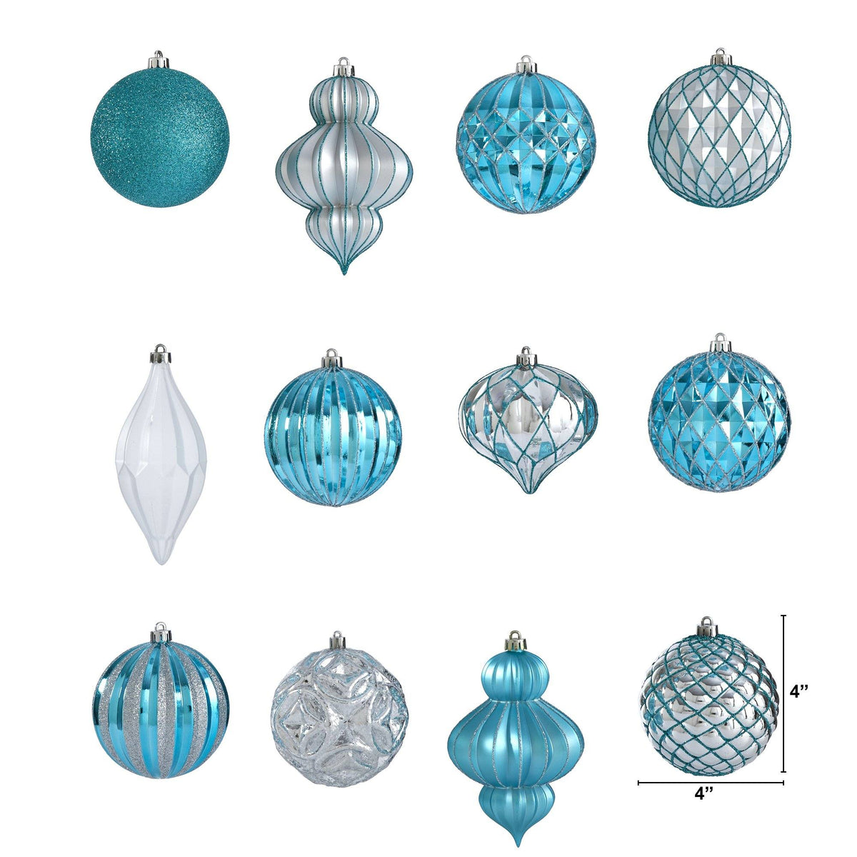 Holiday Lux Shatterproof, 12 Count Christmas Tree Ornament Set, 100mm with Re-Useable Box