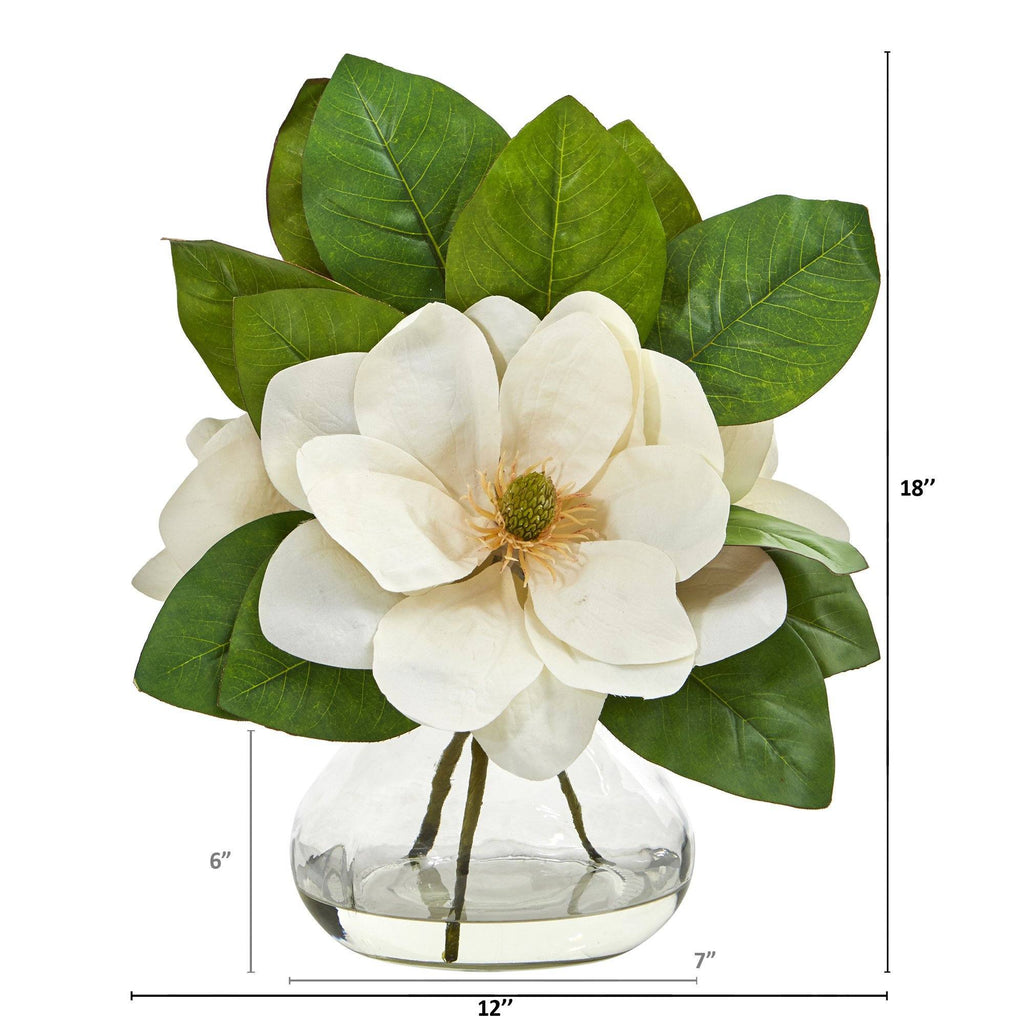 Magnolia Artificial Arrangement in Glass Vase