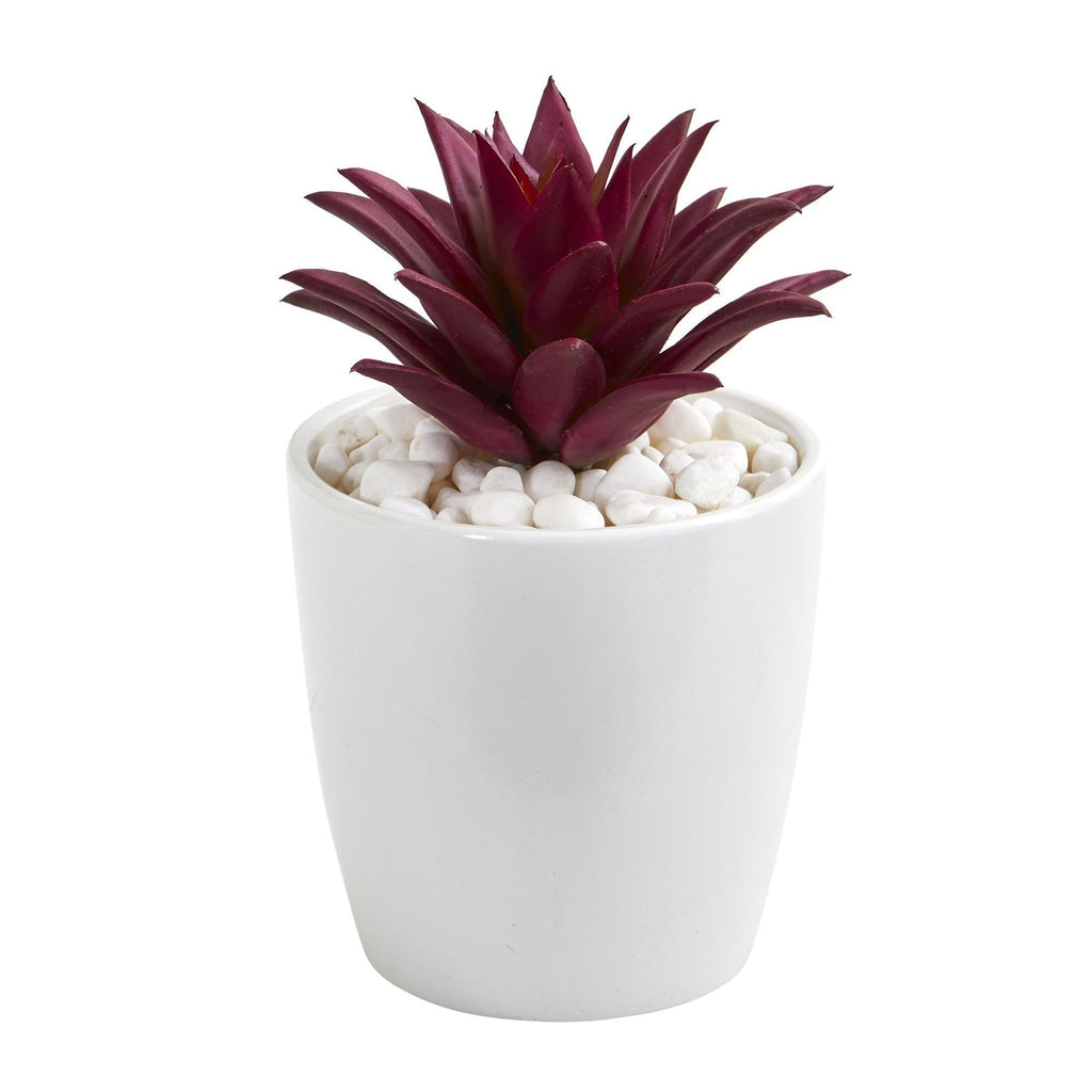 Mixed Succulent Artificial Plant in White Vase (Set of 3)