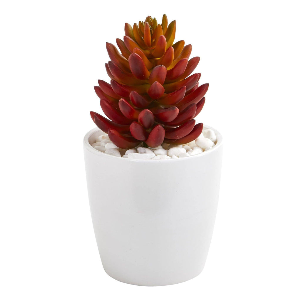 Mixed Succulent Artificial Plant in White Vase (Set of 3)