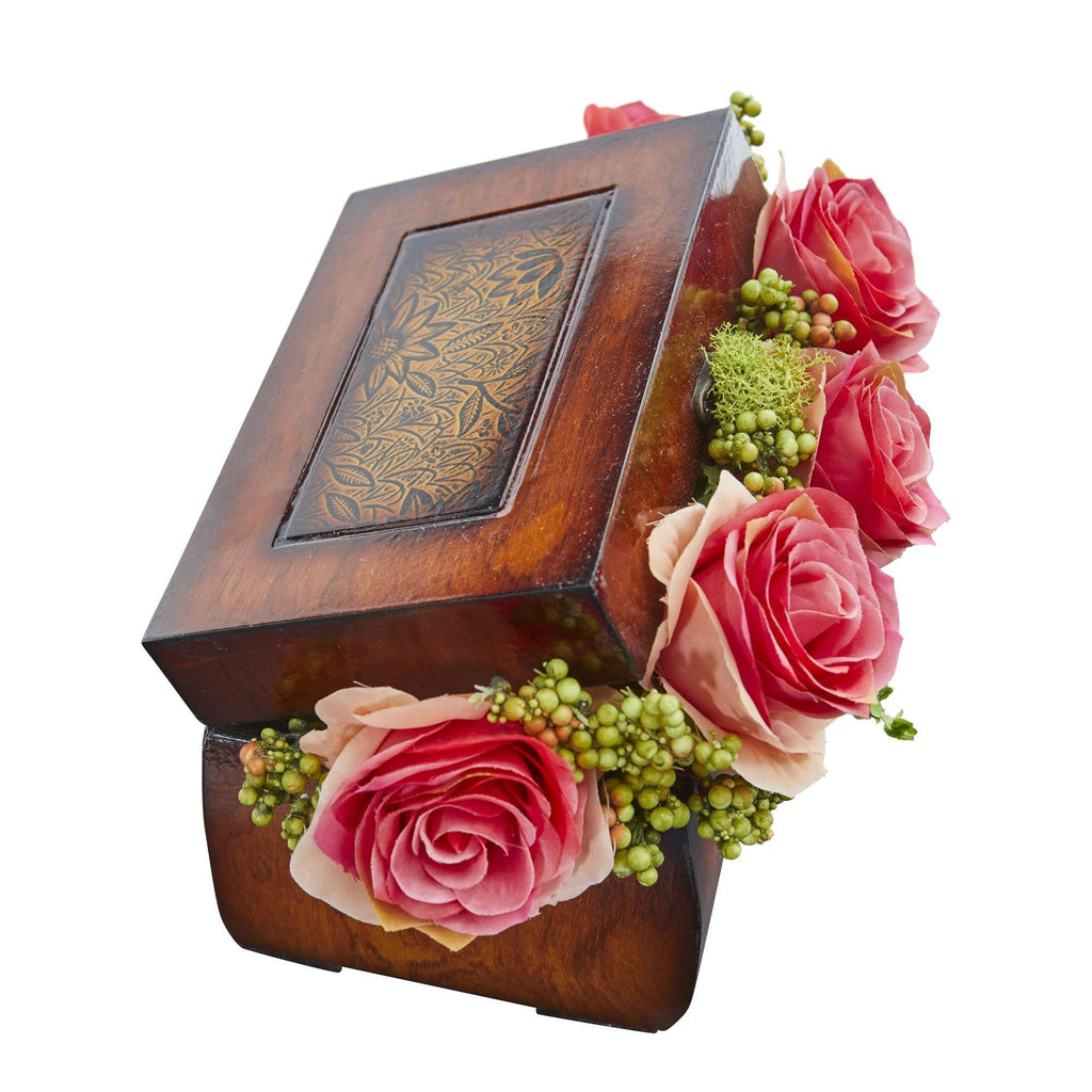 Roses Artificial Arrangement in Decorative Chest