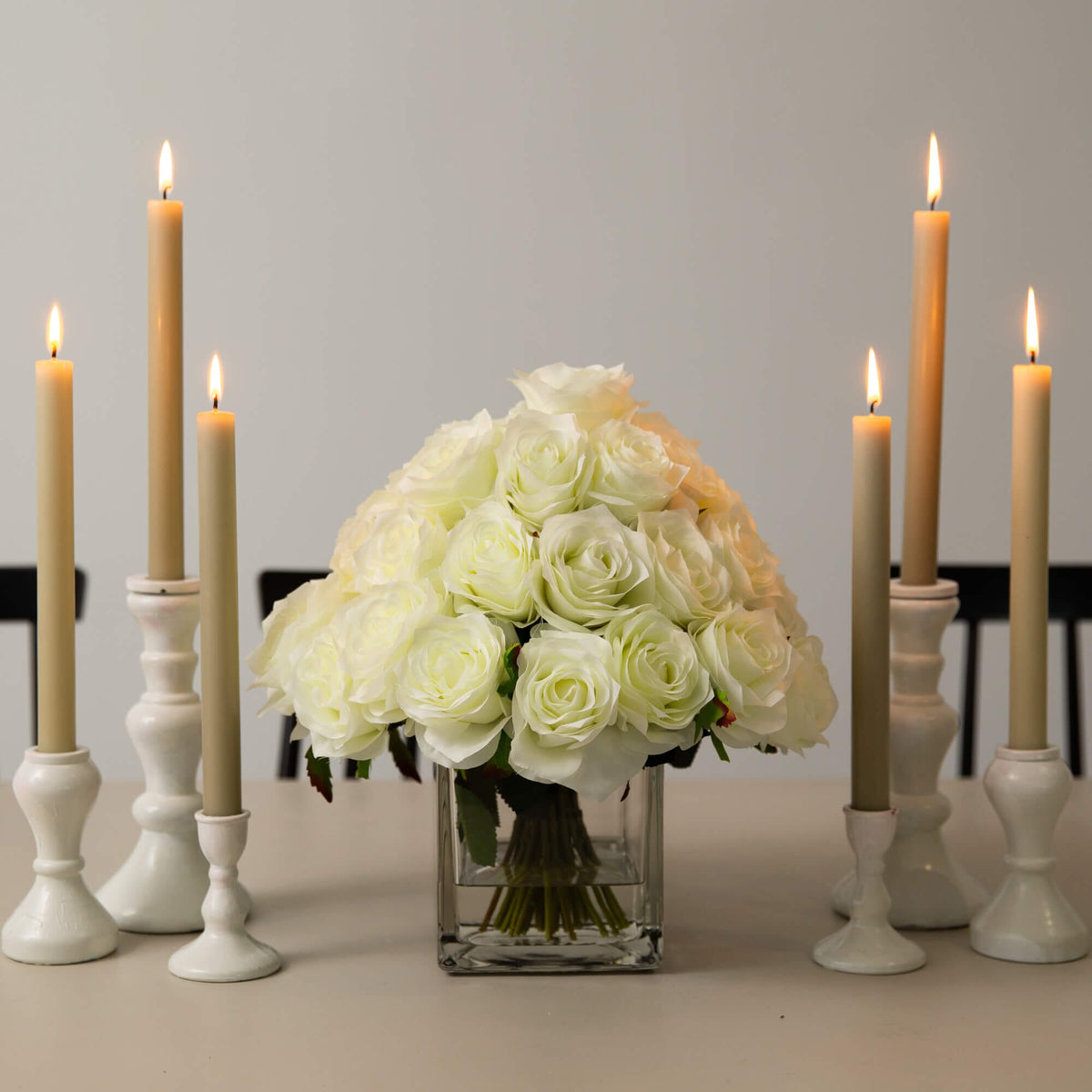 Wedding Collection 13" Artificial Rose Arrangement in Glass Vase