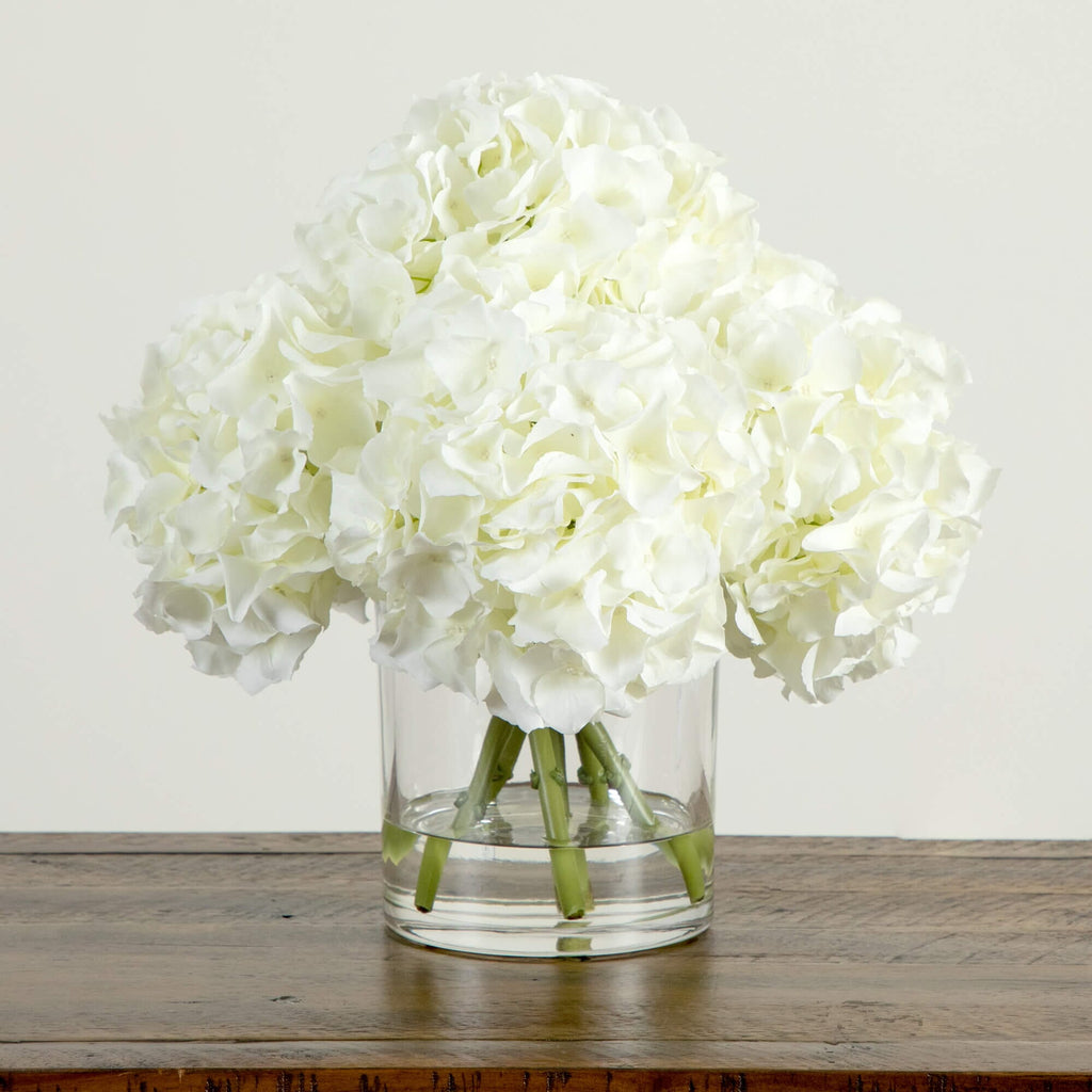Wedding Collection 14" Artificial Hydrangea Arrangement in Glass Vase