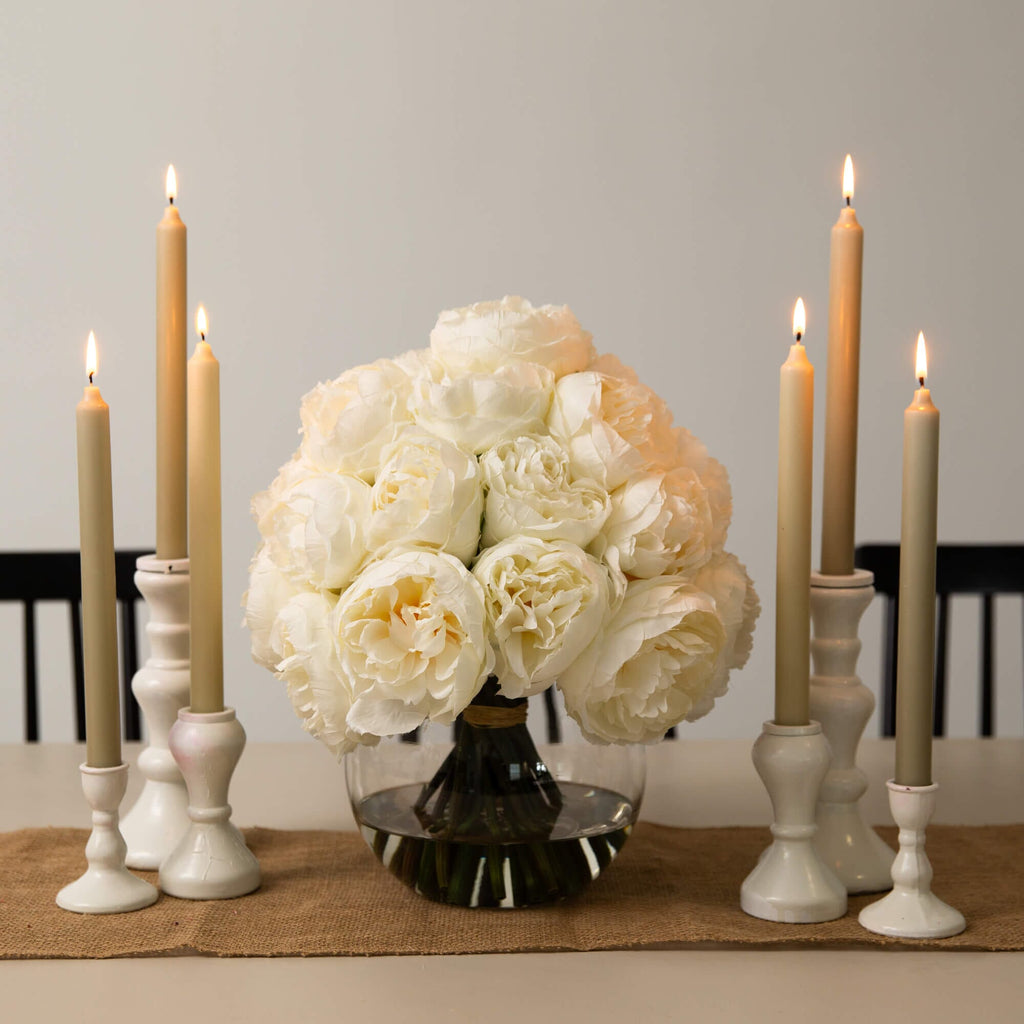 Wedding Collection 15" Artificial Peony Arrangement in Glass Vase