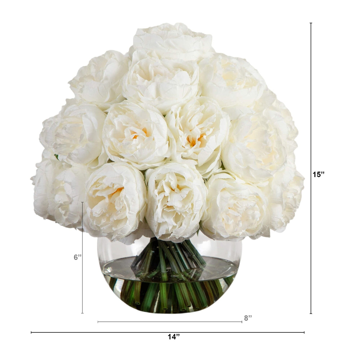 Wedding Collection 15" Artificial Peony Arrangement in Glass Vase
