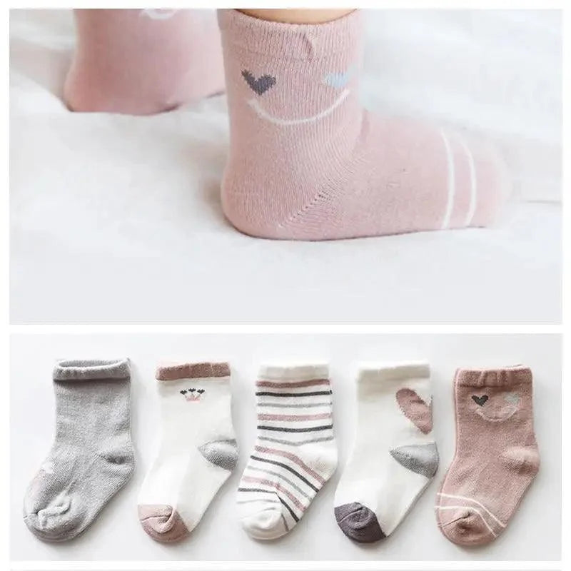 Baby Girls Cotton Cartoon Autumn Socks For Newborn Toddler Unique Style Soft Material Cute Colors