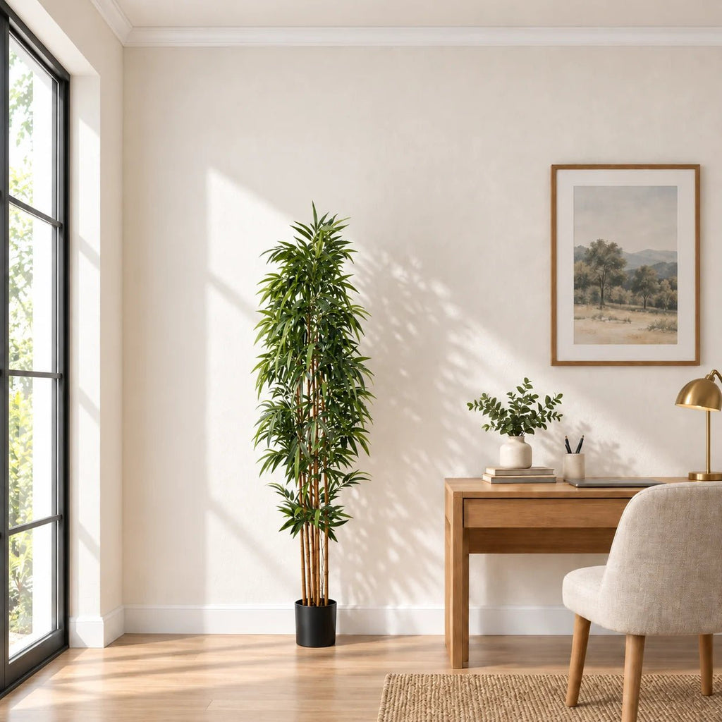 Potted Bamboo Natural Trunk Artificial Tree 70.9in