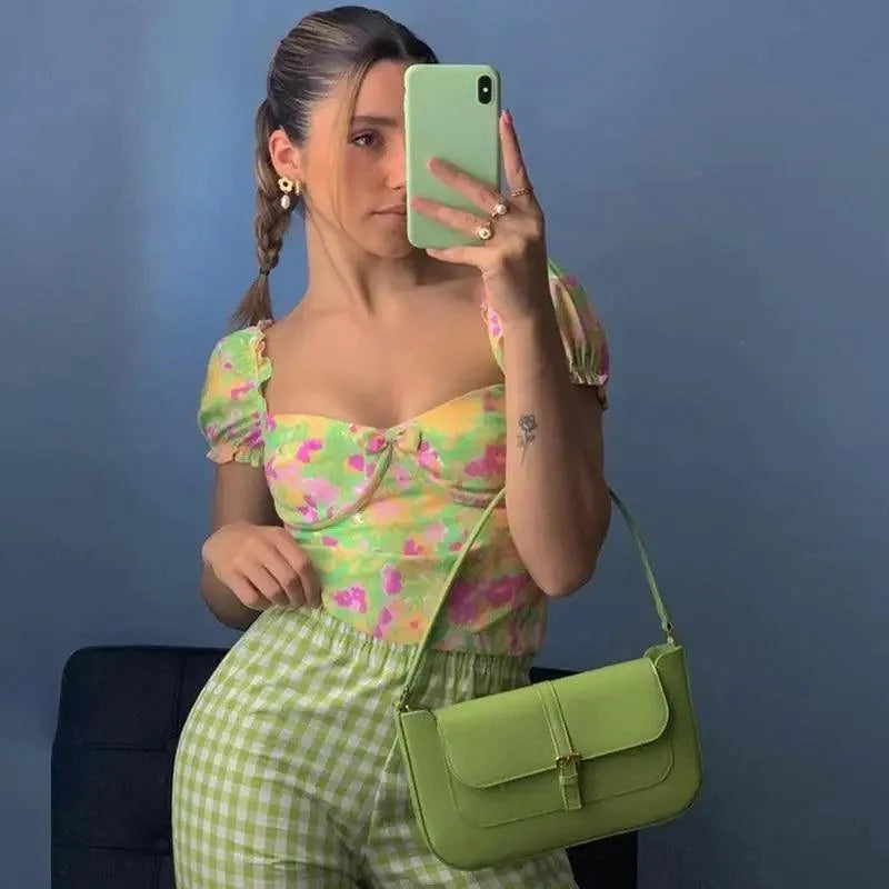 Best Fashion Floral Print Ruffle Short Sleeve Crop Top Sexy Streetwear Flatering Tops Cute Summer Top