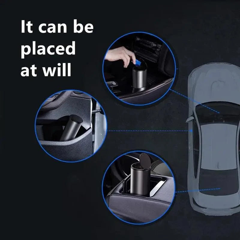 Black Small Trash Bin Garbage Can For Car Waste Rubbish Basket Organizer Storage Holder Car Accessories