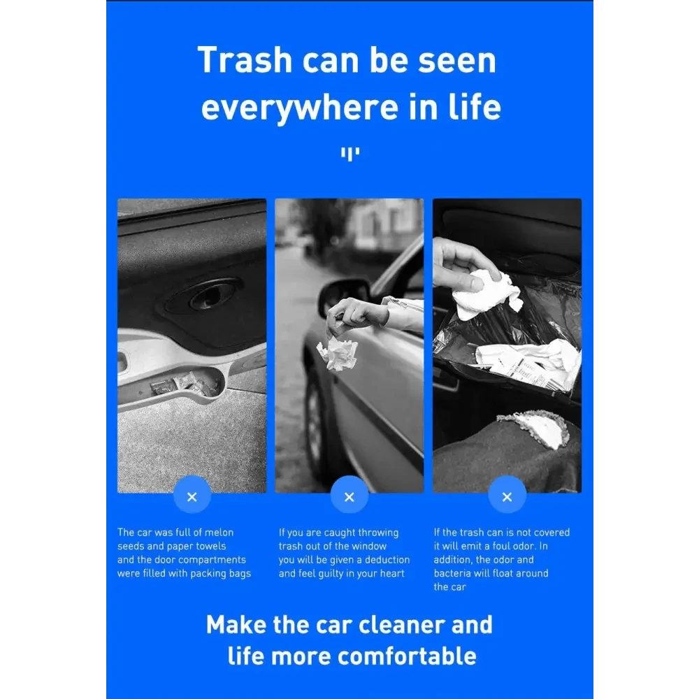 Black Small Trash Bin Garbage Can For Car Waste Rubbish Basket Organizer Storage Holder Car Accessories