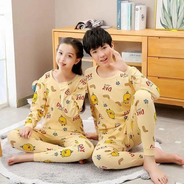 Boys Girls Sleepwear Winter Cotton Pajamas Sets Children Home Wear For Boy Pajamas Kids Nightwear Teenage Pajamas Clothes Sleepwear Suit Comfortable Thin Leisure Sleep Lounge Sleepwear for Adults Women Jogging Home wear