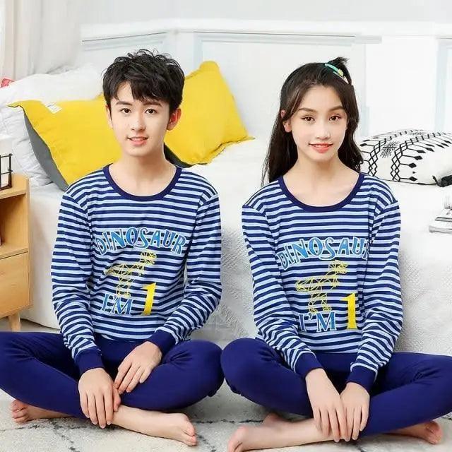 Boys Girls Sleepwear Winter Cotton Pajamas Sets Children Home Wear For Boy Pajamas Kids Nightwear Teenage Pajamas Clothes Sleepwear Suit Comfortable Thin Leisure Sleep Lounge Sleepwear for Adults Women Jogging Home wear