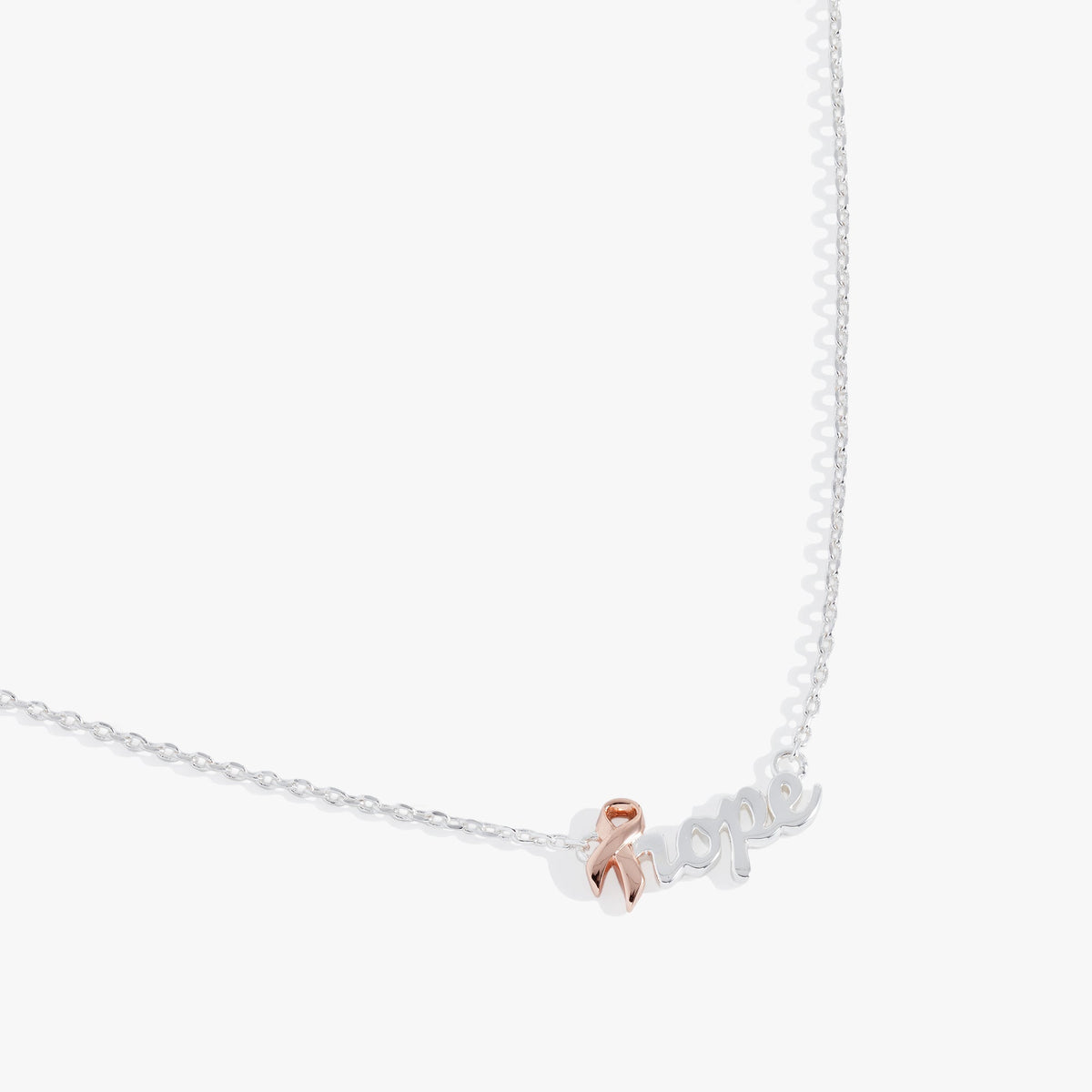 'Hope' Breast Cancer Awareness Pink Ribbon Necklace