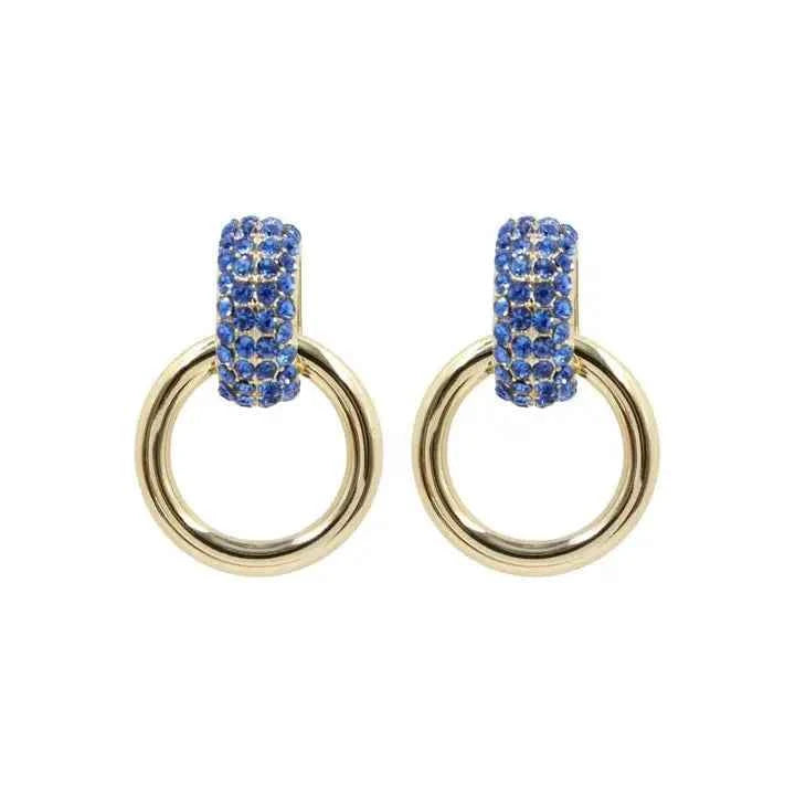 Brianna Cannon - Blue Crystal & Gold Knocker Earrings