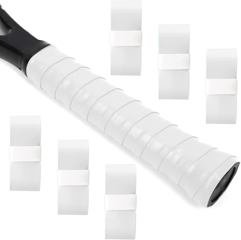 L LK SPORTS Tennis Racket Grip Tape 6 Pack Precut Anti Slip Tennis Grip Tape Absorbent Dry Feel Tennis Grips Overgrip for Tennis Pickleball White