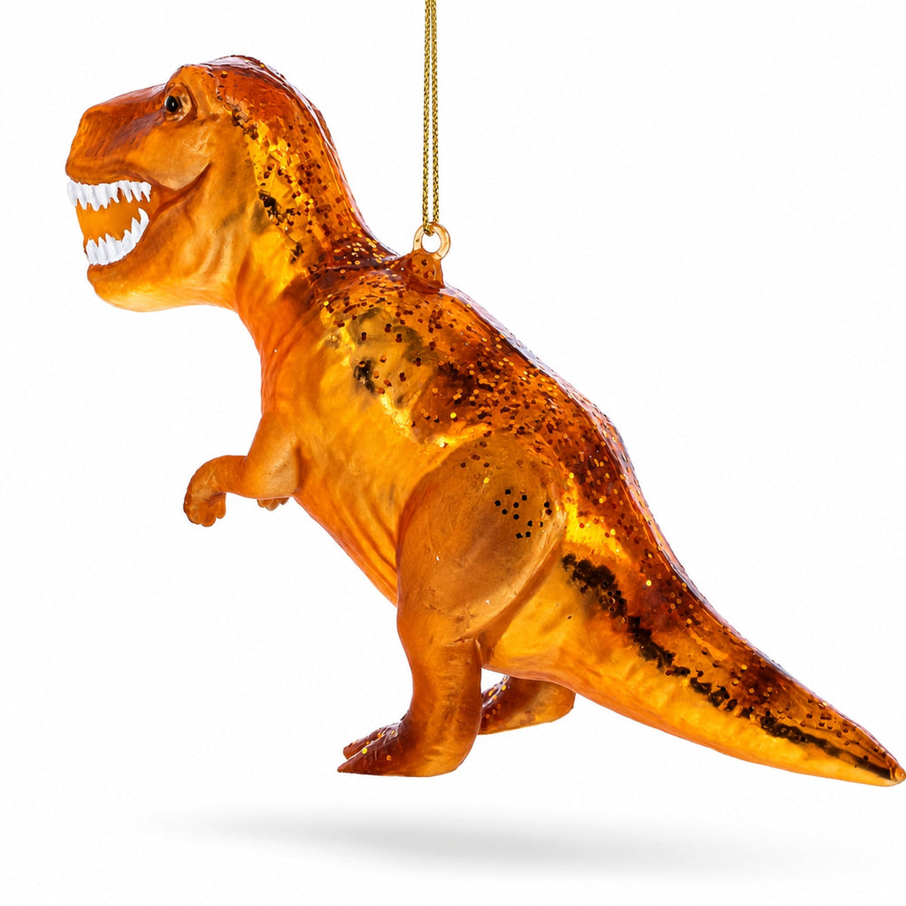 T-Rex Dinosaur Glass Christmas Ornament