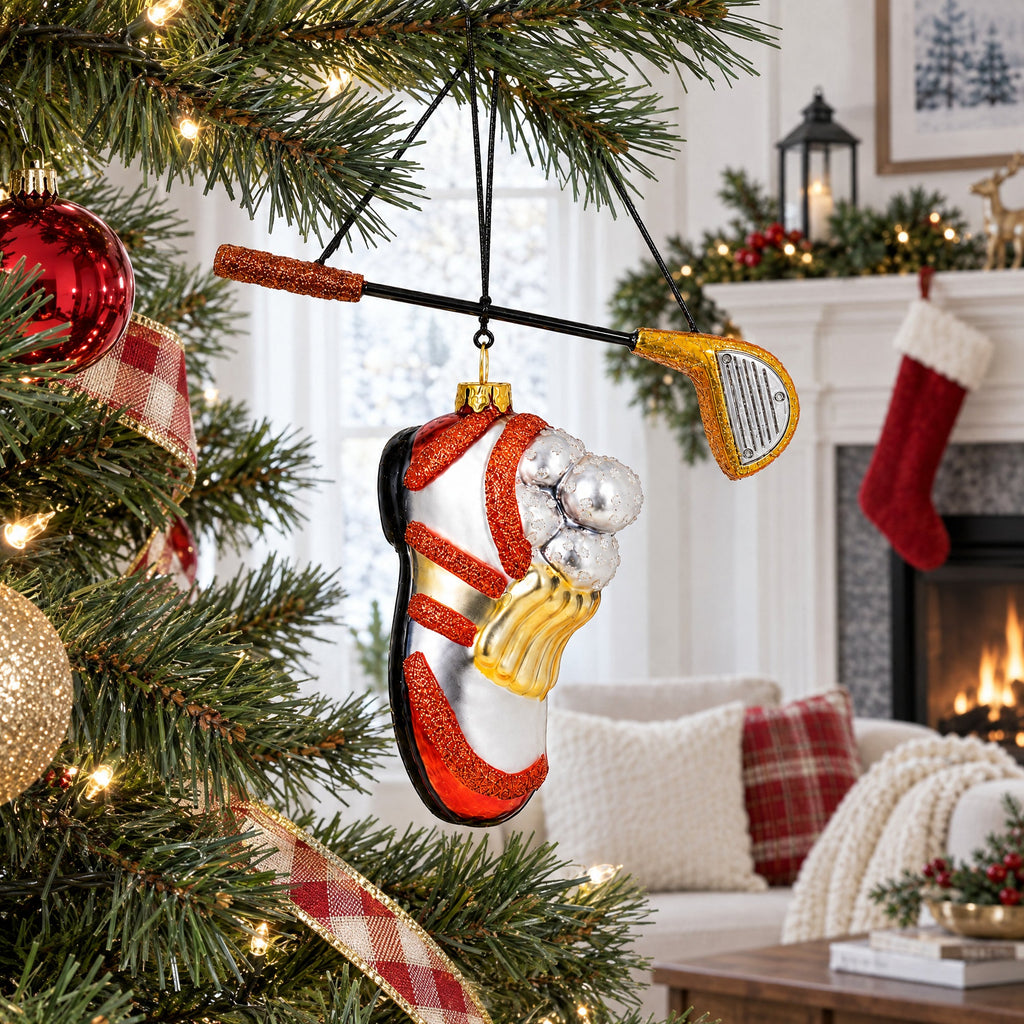 Golf Essentials Glass Christmas Ornament