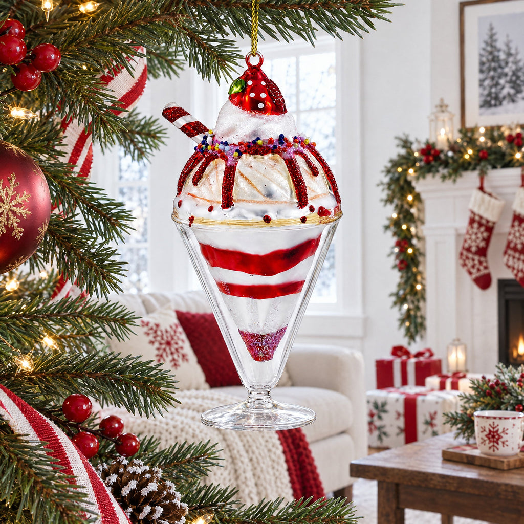 Dessert Cake Glass Christmas Ornament