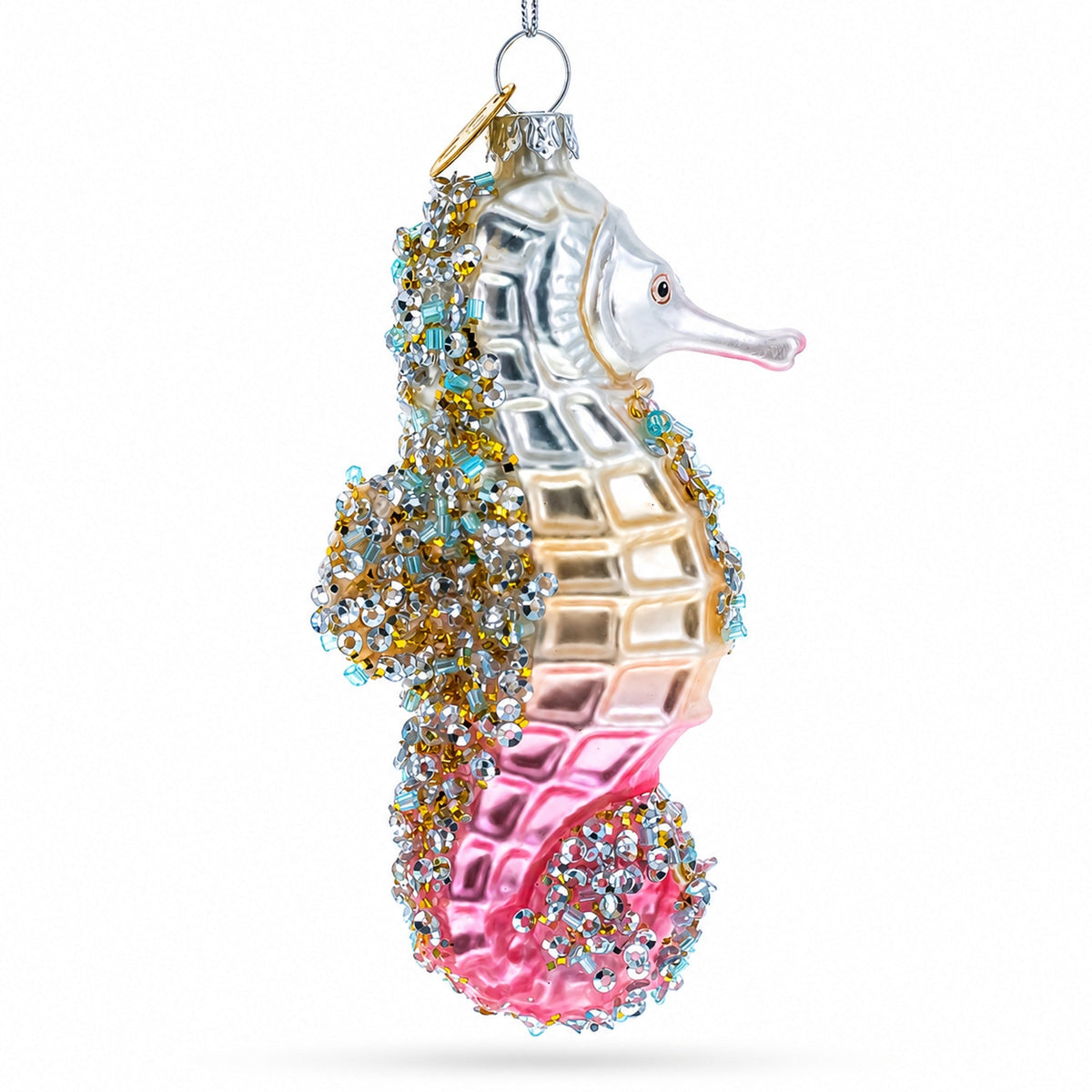 Seahorse Glass Christmas Ornament