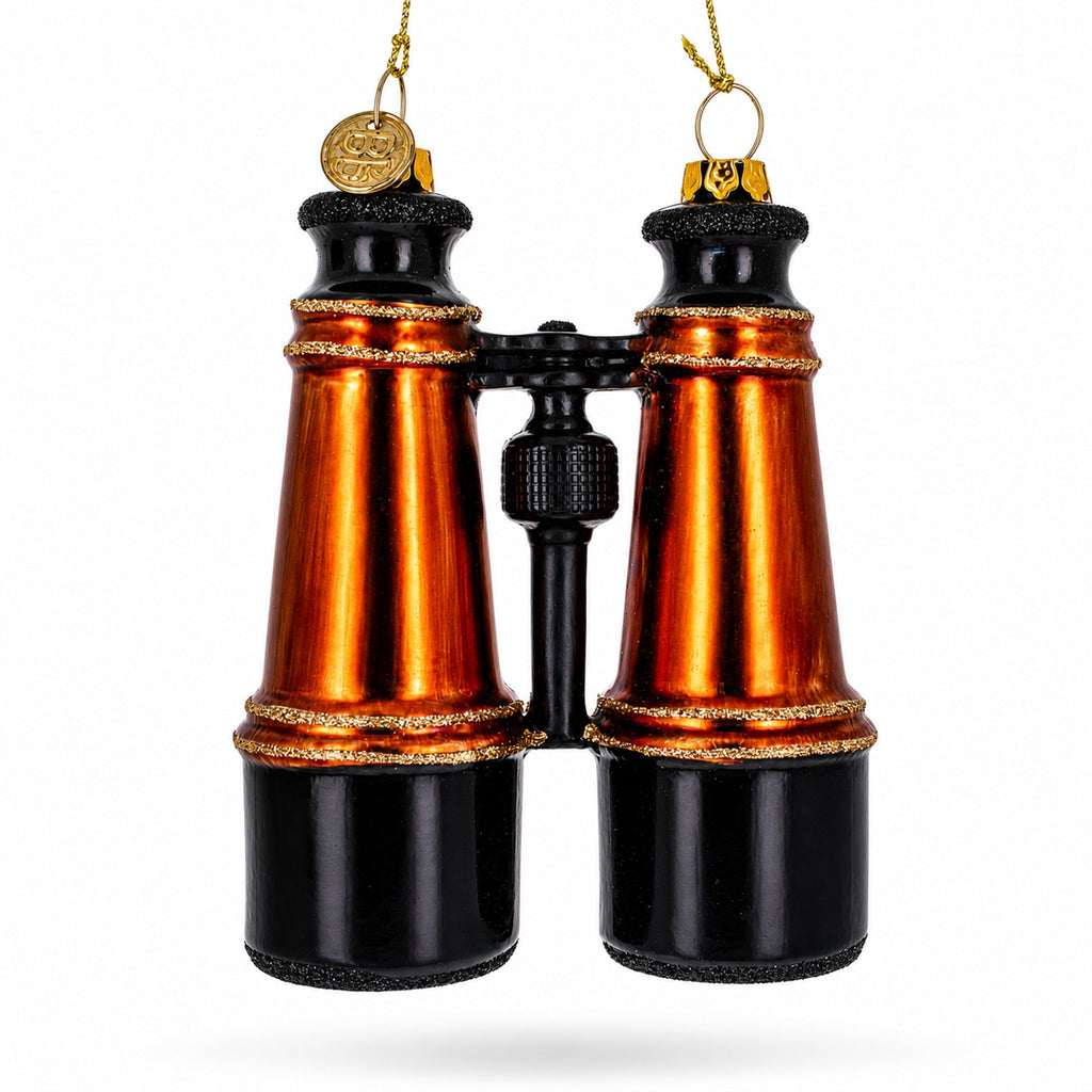 Adventurous Binoculars Glass Christmas Ornament