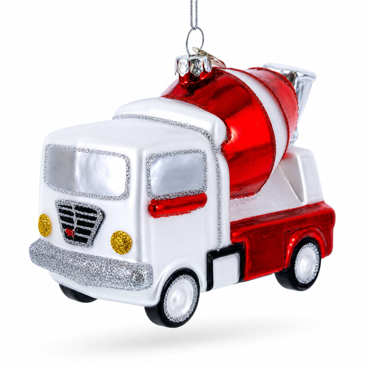 Concrete Mixer Glass Christmas Ornament