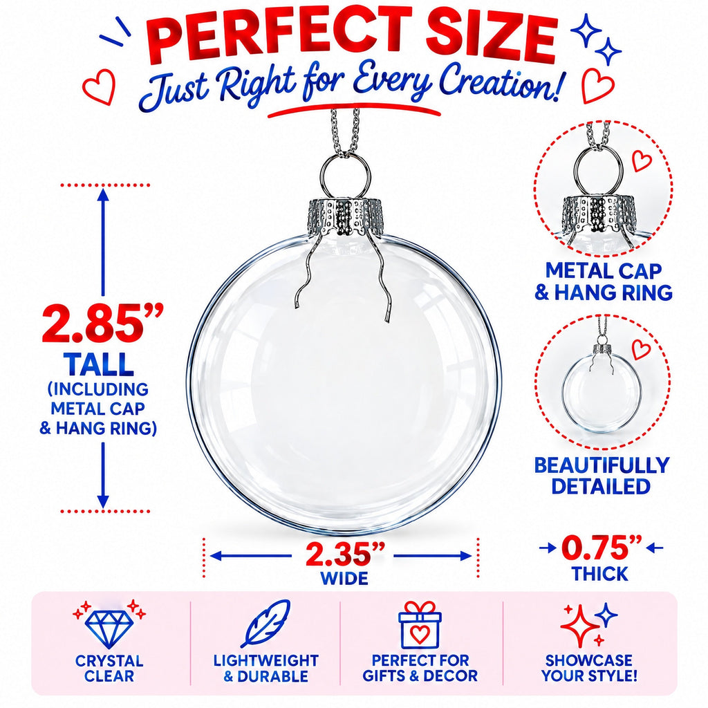 Set of 3 Flat Disc Clear Mini Glass Christmas Ornaments 2.85 Inches