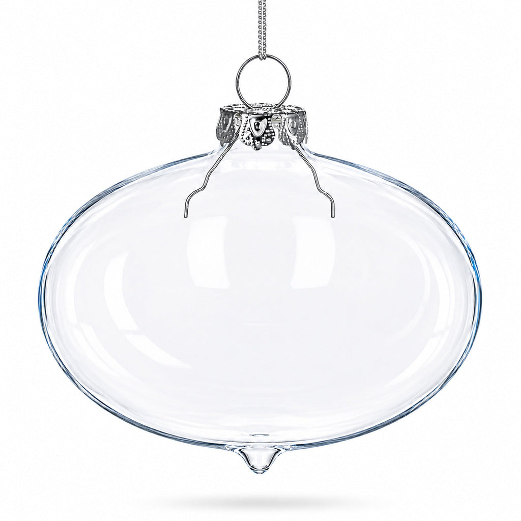 Set of 3 Onion Shape Clear Glass Christmas Ornament 4.15 Inches