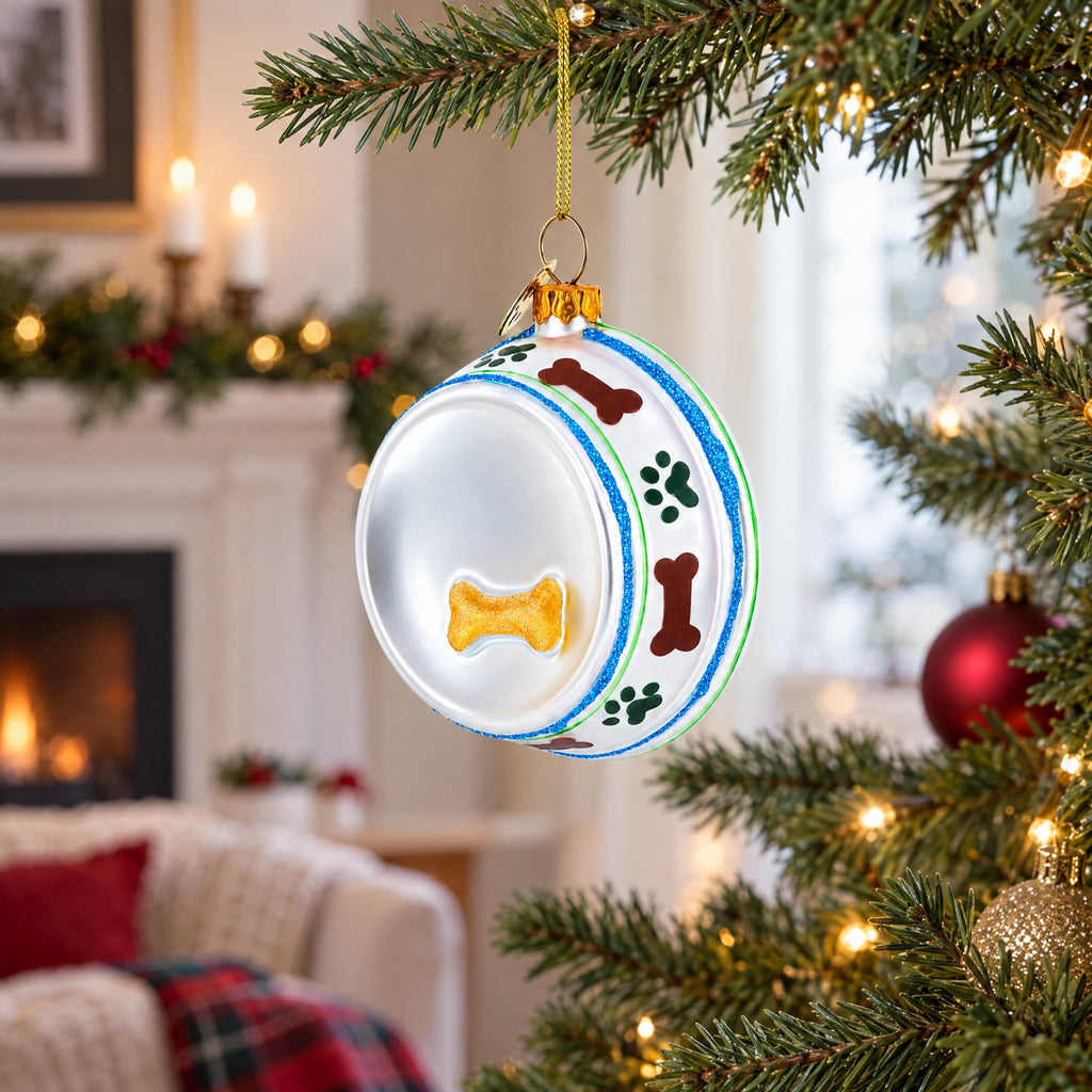Bowl White Bone Glass Christmas Ornament