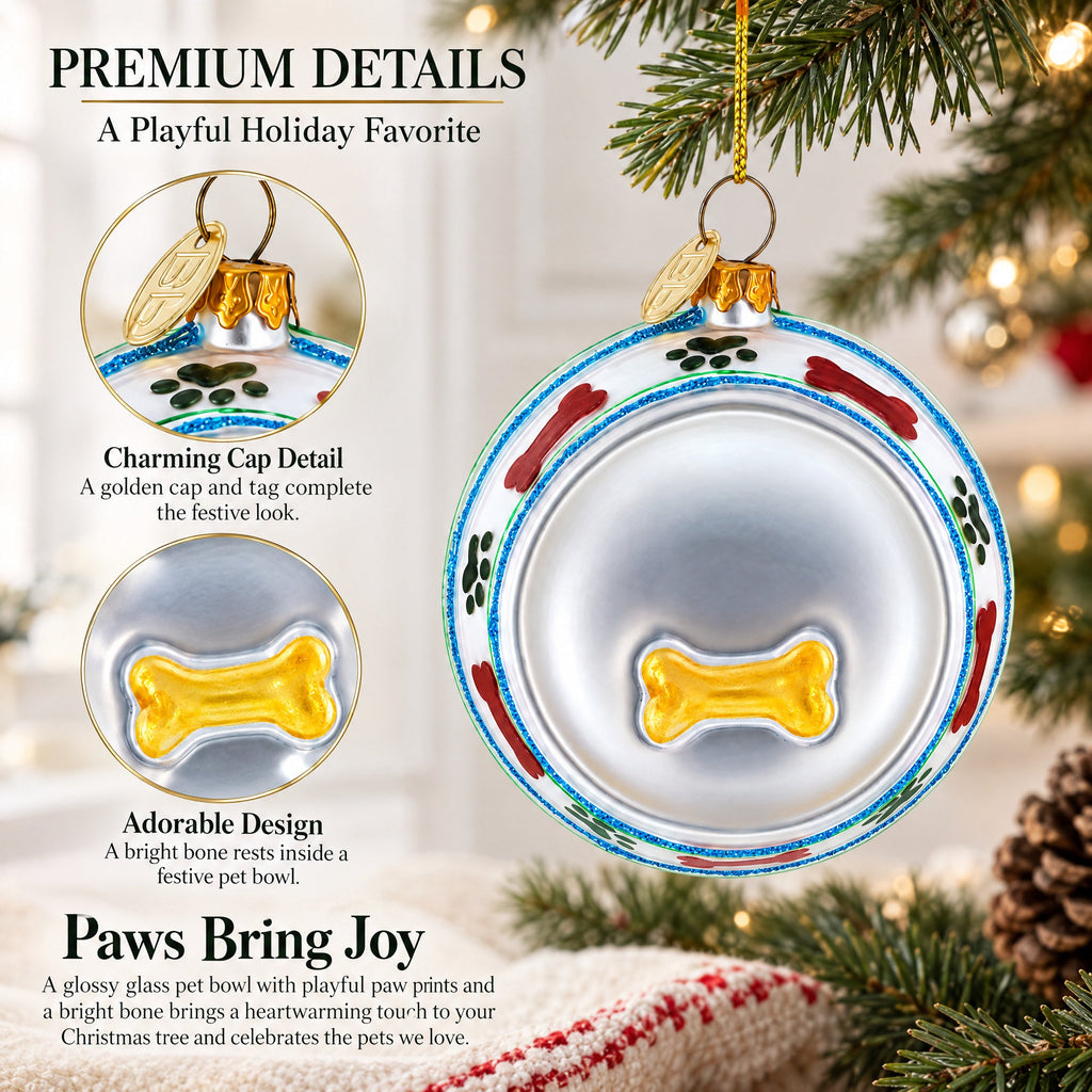 Bowl White Bone Glass Christmas Ornament