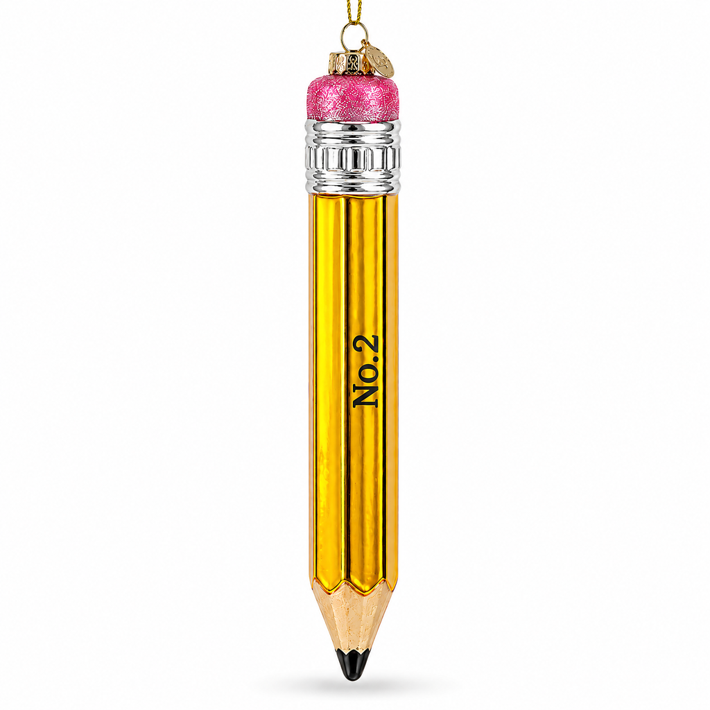Pencil Glass Christmas Ornament