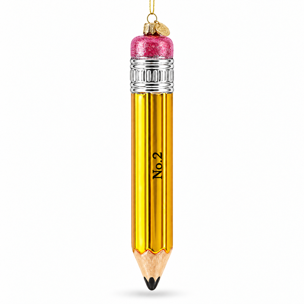 Pencil Glass Christmas Ornament