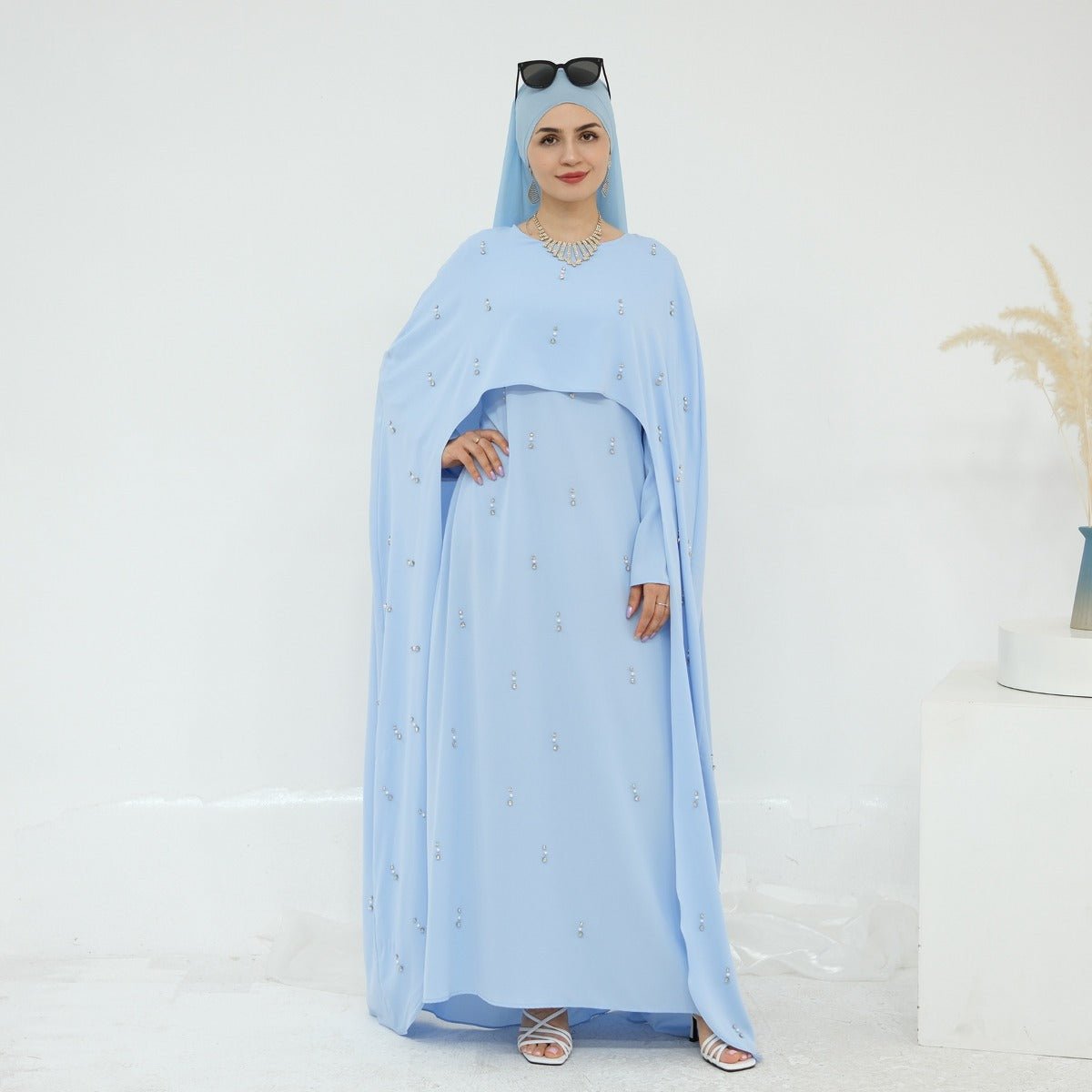 Celestial Beaded Luxury Muslim Abaya Set | Modest Dresses with Beading Detailing (MA266)