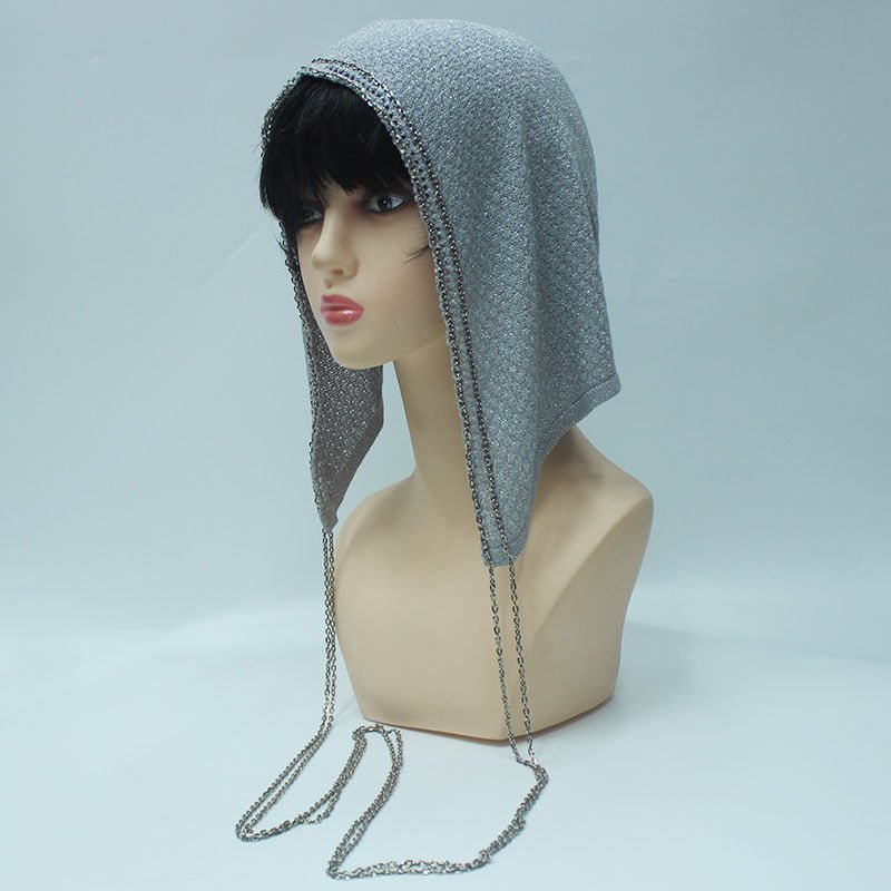 Chain Trim Hijab Cap | Sparkle Knit Balaclava with Chains(MAC375)